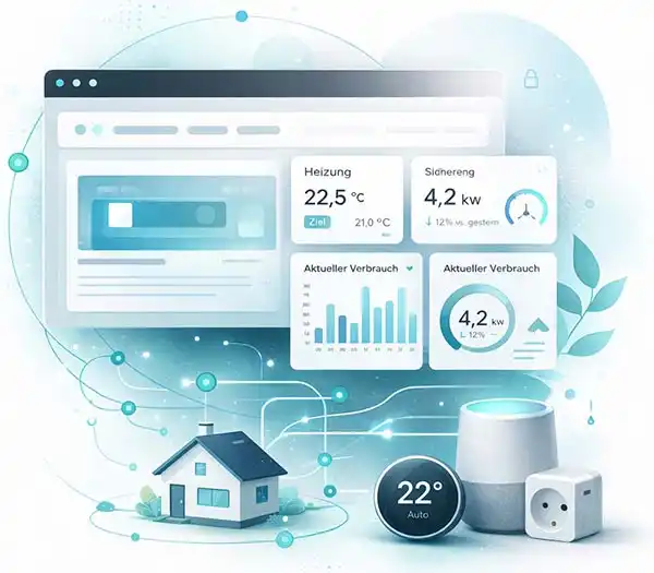 Illustration das man Webseite und Smart-Home Systems Lösungen anbietet.